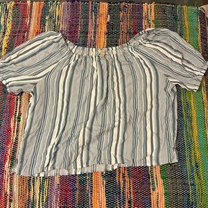 Loft Size L Blue and White Stripe Crop Top